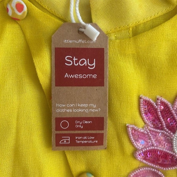 NWT Yellow Embroidered Kurta Set Boys M Floral Party Outfit‎ Long Sleeve - Picture 4 of 7